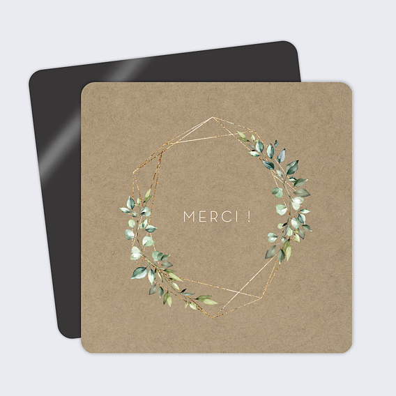 Carte remerciement mariage Couronne de Feuilles