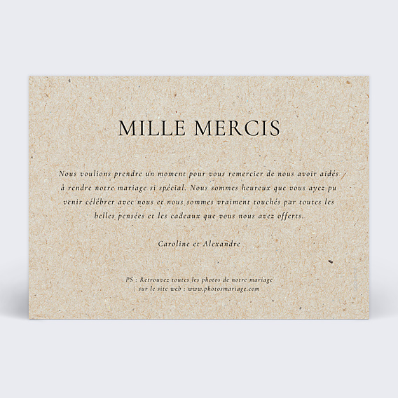 Remerciements mariage Élégance Intemporelle Kraft