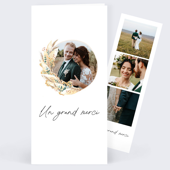 Carte remerciement mariage Bohemia