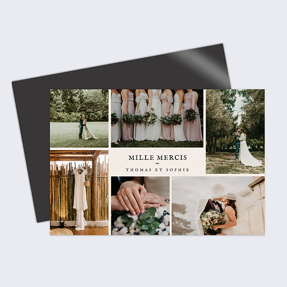 Carte remerciement mariage Douceur Chiné