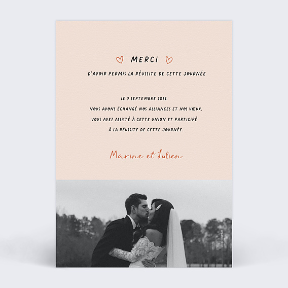 Remerciements mariage Recette Parfaite