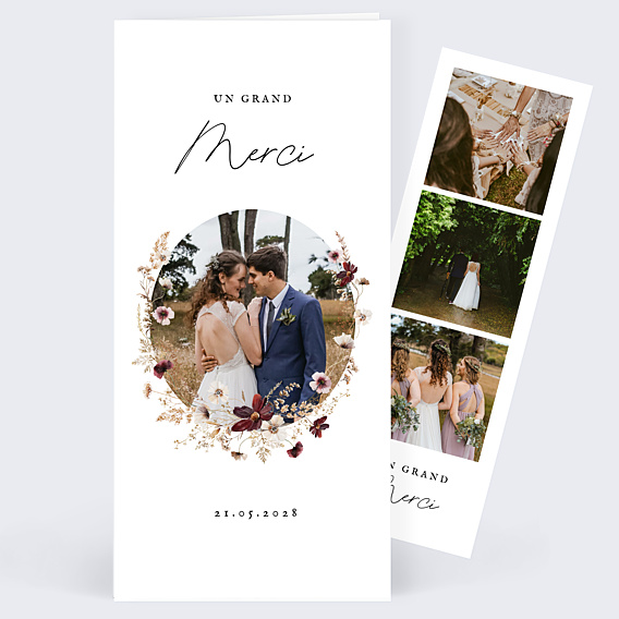 Remerciements mariage Couronne de Fleurs Sauvages