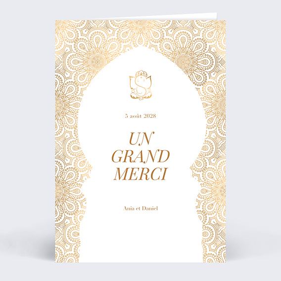 Carte remerciement mariage Kamadeva