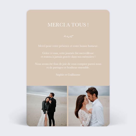 Carte remerciement mariage Pastille ovale Verso