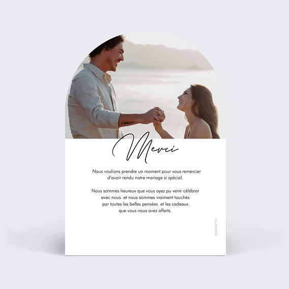 Carte remerciement mariage Pleine Page Editorial Verso