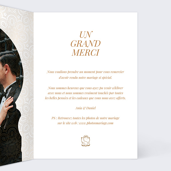 Remerciements mariage Kamadeva