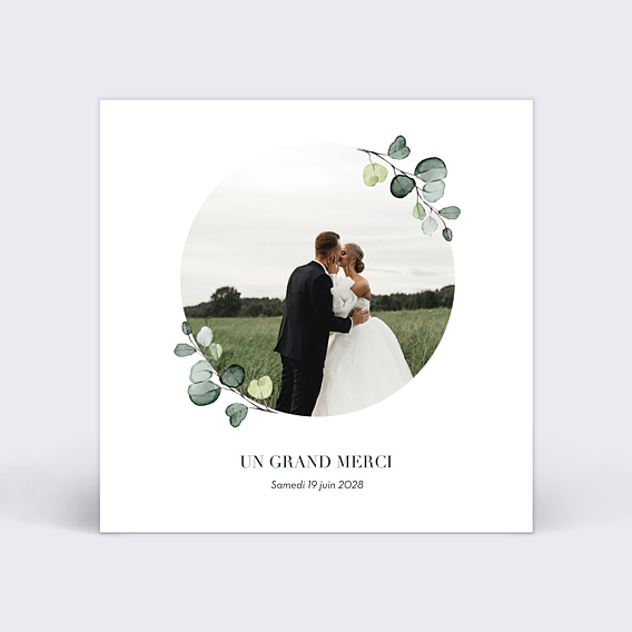 Remerciements mariage Petite Couronne Eucalyptus