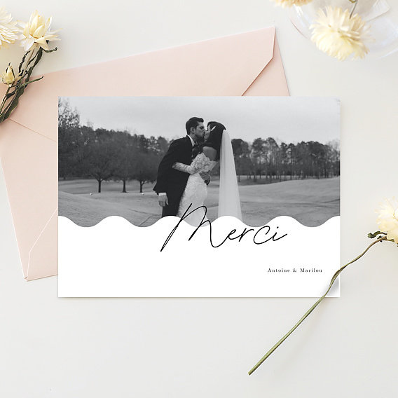 Carte remerciement mariage Vague d'Amour Après 1