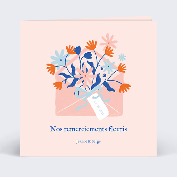 Remerciements mariage Enveloppe fleurie avec graines