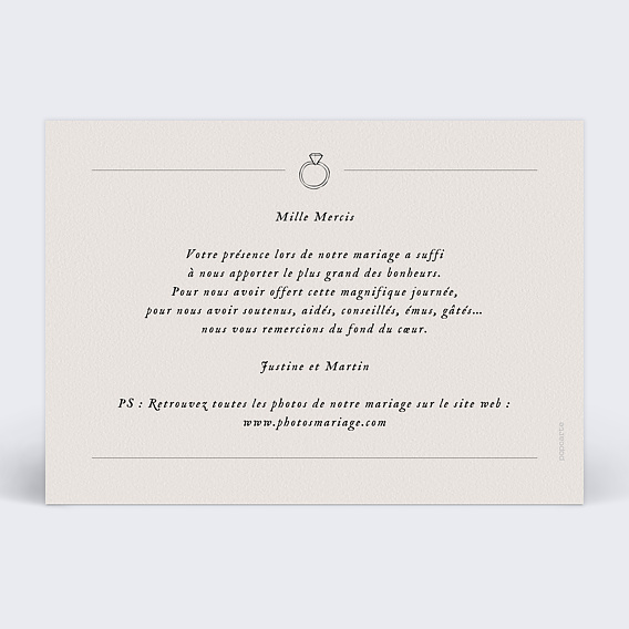 Carte remerciement mariage Télégramme Verso