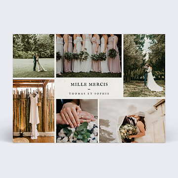 Carte remerciement mariage Douceur Chin
