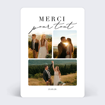 Carte remerciement mariage Grande Typo Merci