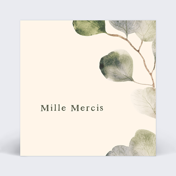 Carte remerciement mariage Eucalyptus Elégant