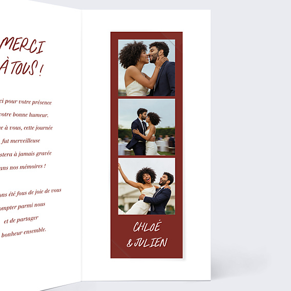 Remerciements mariage Coeurs enlacés