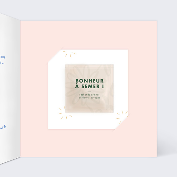 Carte remerciement mariage Enveloppe fleurie avec graines Intérieur Droit