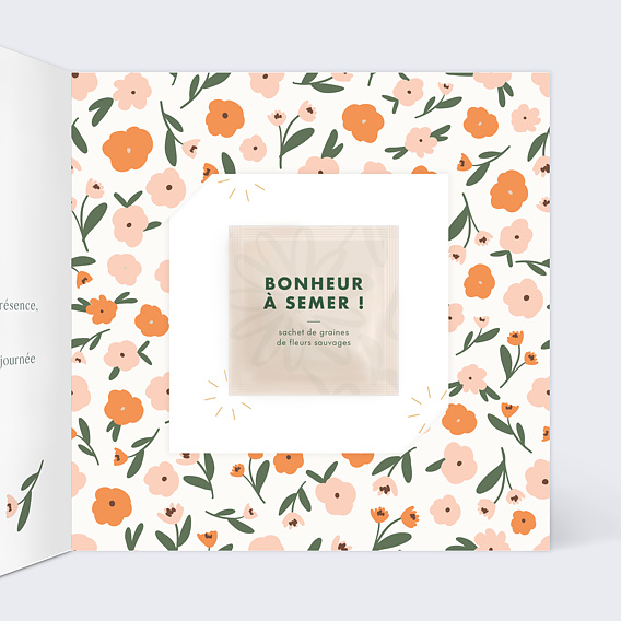 Carte remerciement mariage Graines à Planter Intérieur Droit