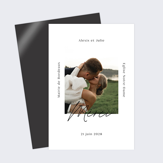 Carte remerciement mariage Certificat Graphique
