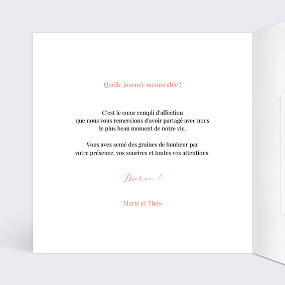 Carte remerciement mariage Multiphotos Graines à planter Intérieur Gauche