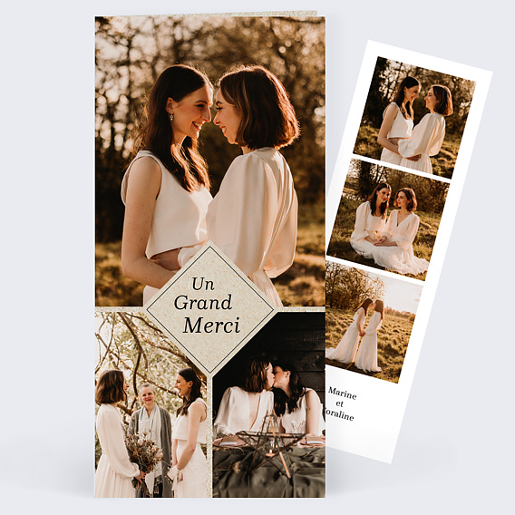 Carte remerciement mariage Champêtre Kraft