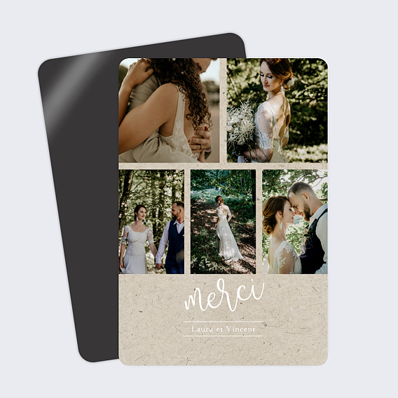 Carte remerciement mariage Chiné Typographique