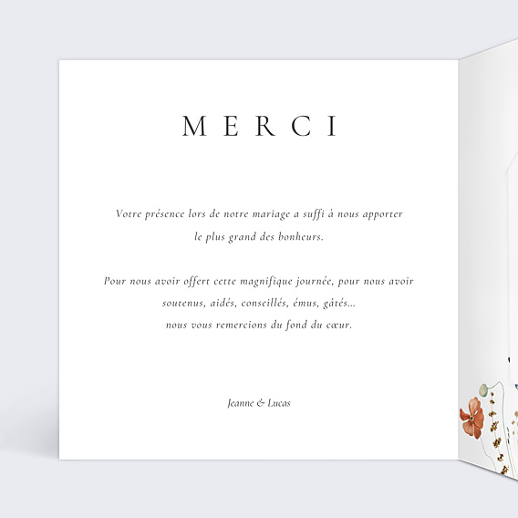 Remerciements mariage Fleurs des champs avec graines