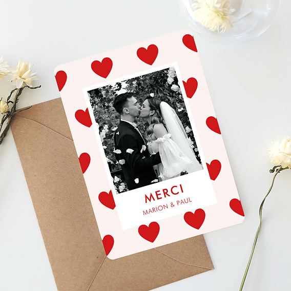 Carte remerciement mariage 1001 Cœurs Après 1