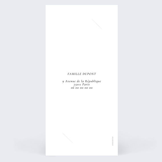 Carte remerciement mariage Multi Intemporel Verso