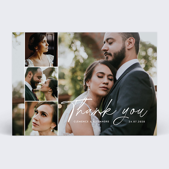 Carte remerciement mariage Doux Souvenir Recto