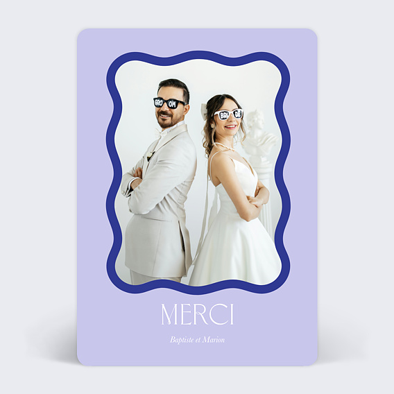 Carte remerciement mariage Wavy Chic Recto