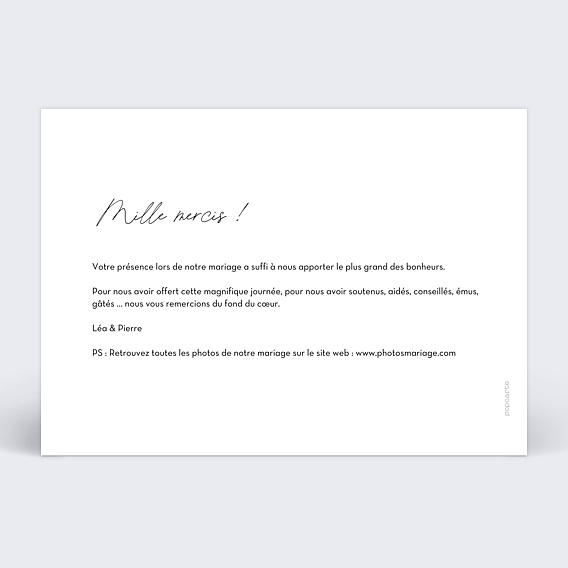 Carte remerciement mariage Pastille Verso