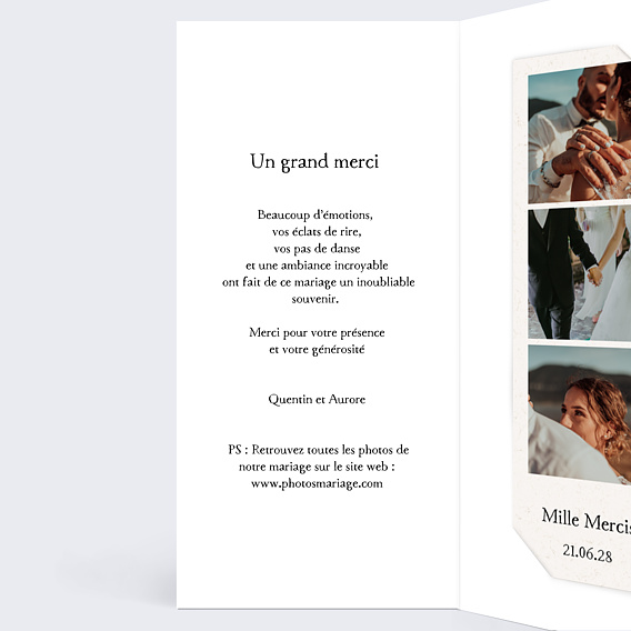 Carte remerciement mariage Bouquet Sauvage Intérieur Gauche