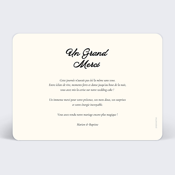 Remerciements mariage Sauve qui peut