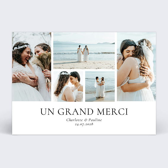 Carte remerciement mariage Multi Intemporel