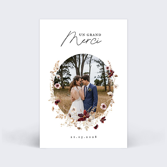 Remerciements mariage Couronne de Fleurs Sauvages