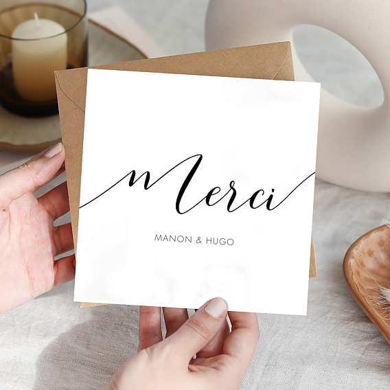 Carte remerciement mariage Stylo Plume Après 1