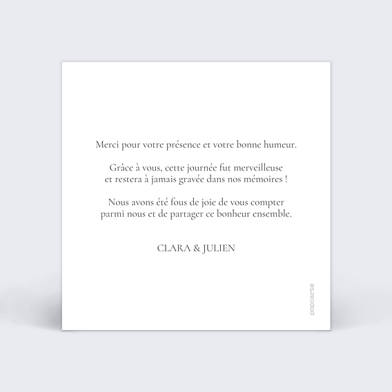 Remerciements mariage Gravure Kraft