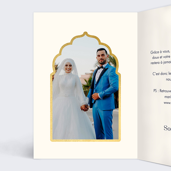 Carte remerciement mariage Rêve Oriental Intérieur Gauche