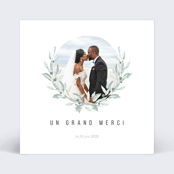 Remerciements mariage Couronne Aquarelle