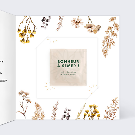 Remerciements mariage Bouquet Sauvage avec Graines