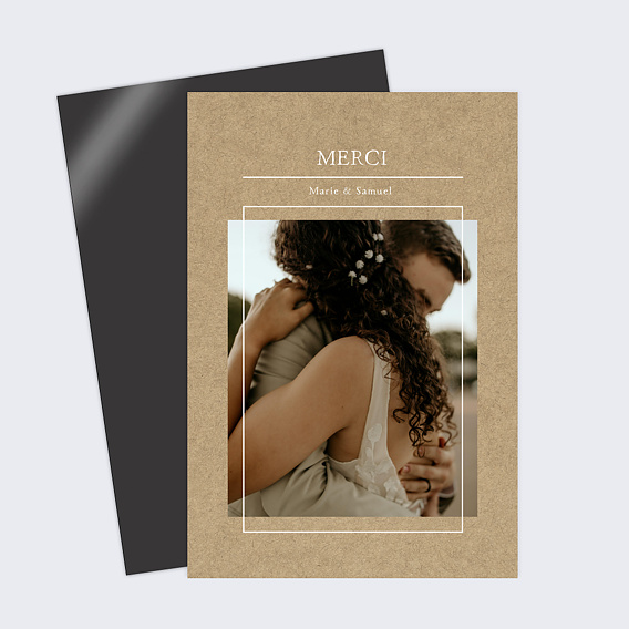 Carte remerciement mariage Joli Kraft