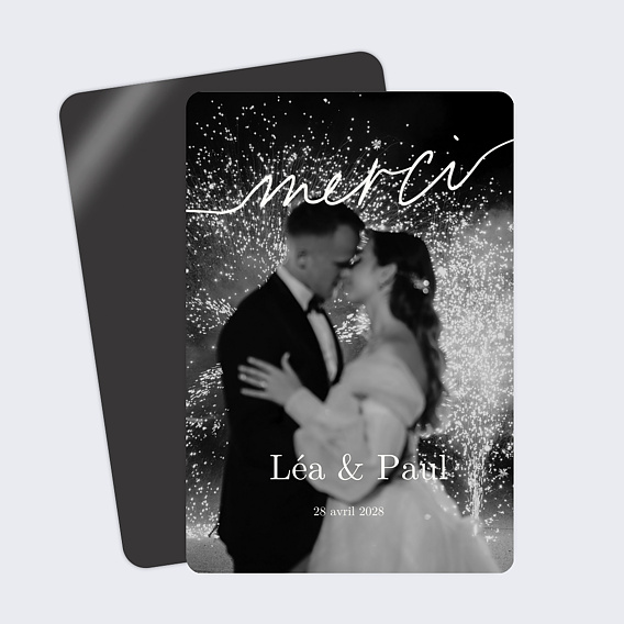 Carte remerciement mariage Ligne Blanche