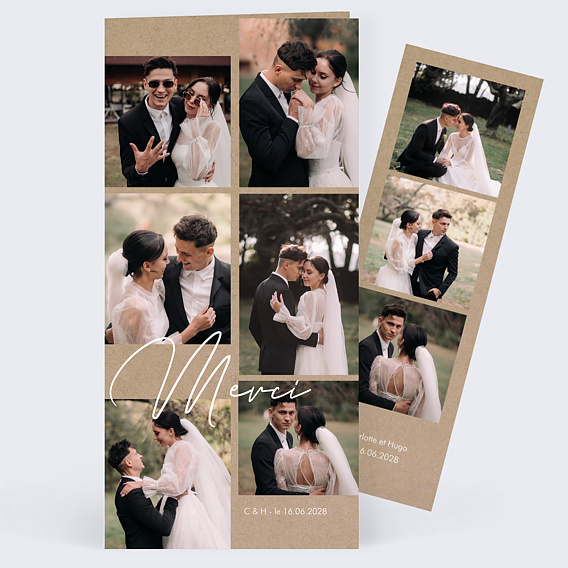 Carte remerciement mariage Amour débordant