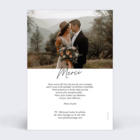 Remerciements mariage Grande Typo