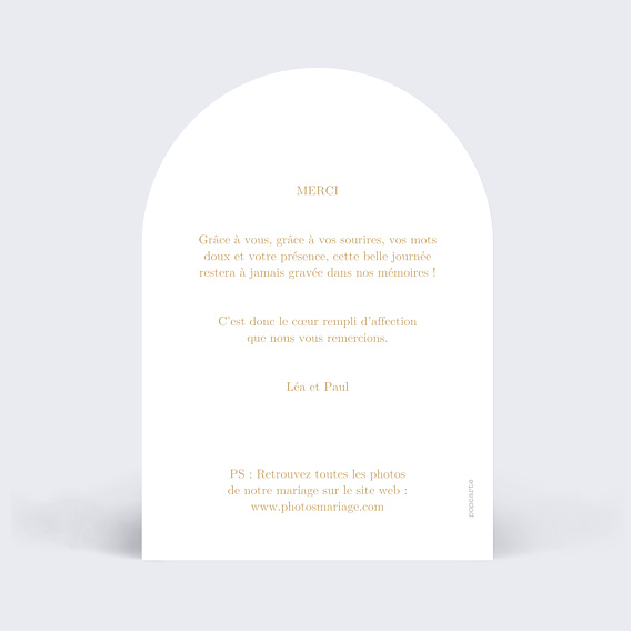 Remerciements mariage Ligne ocre Arche