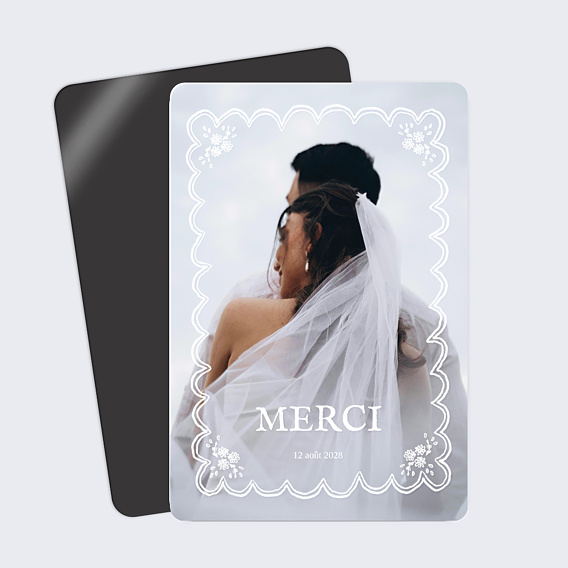 Remerciements mariage Cadre dentelle