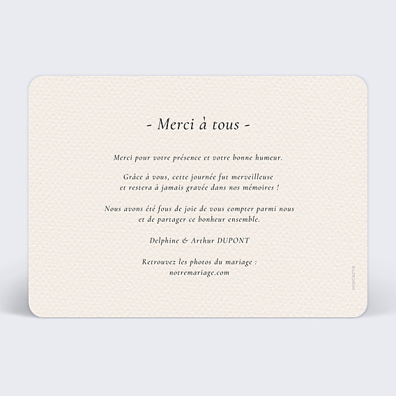 Remerciements mariage Domaine avec Photo