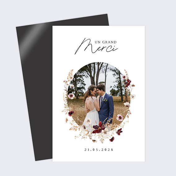 Remerciements mariage Couronne de Fleurs Sauvages