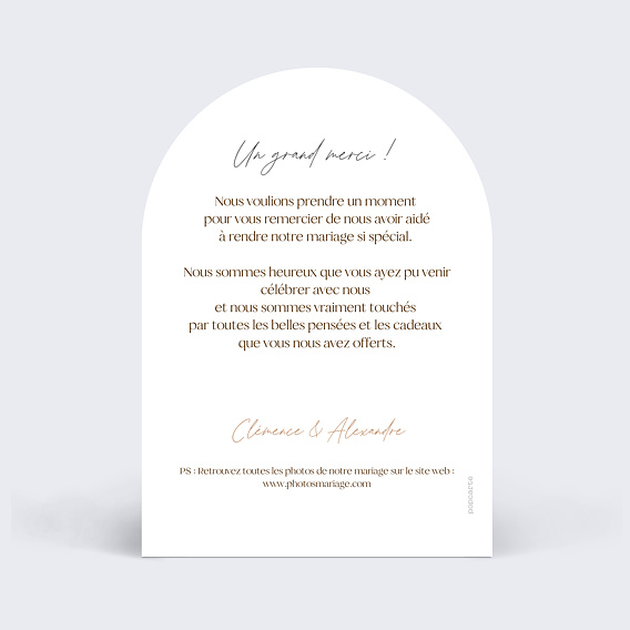 Carte remerciement mariage Flower of Fall Verso
