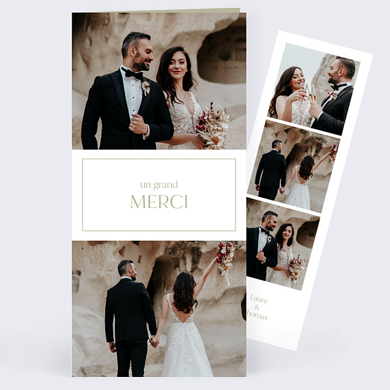 Carte remerciement mariage Etiquette Carré