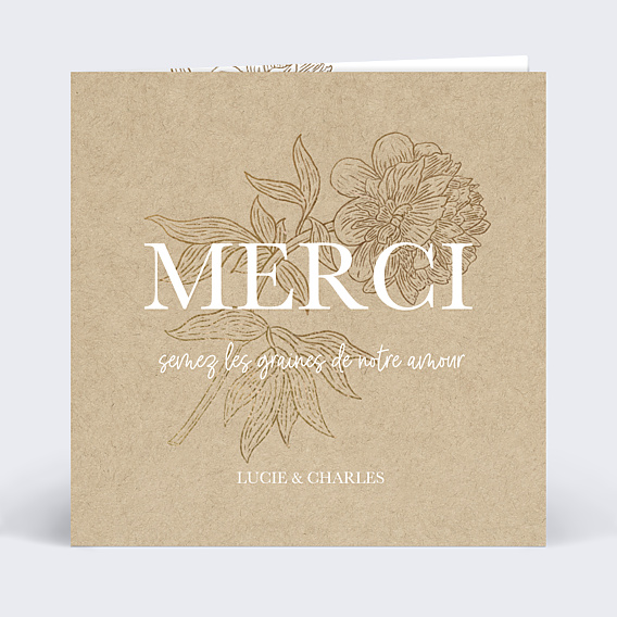 Remerciements mariage Merci fleuri avec graines